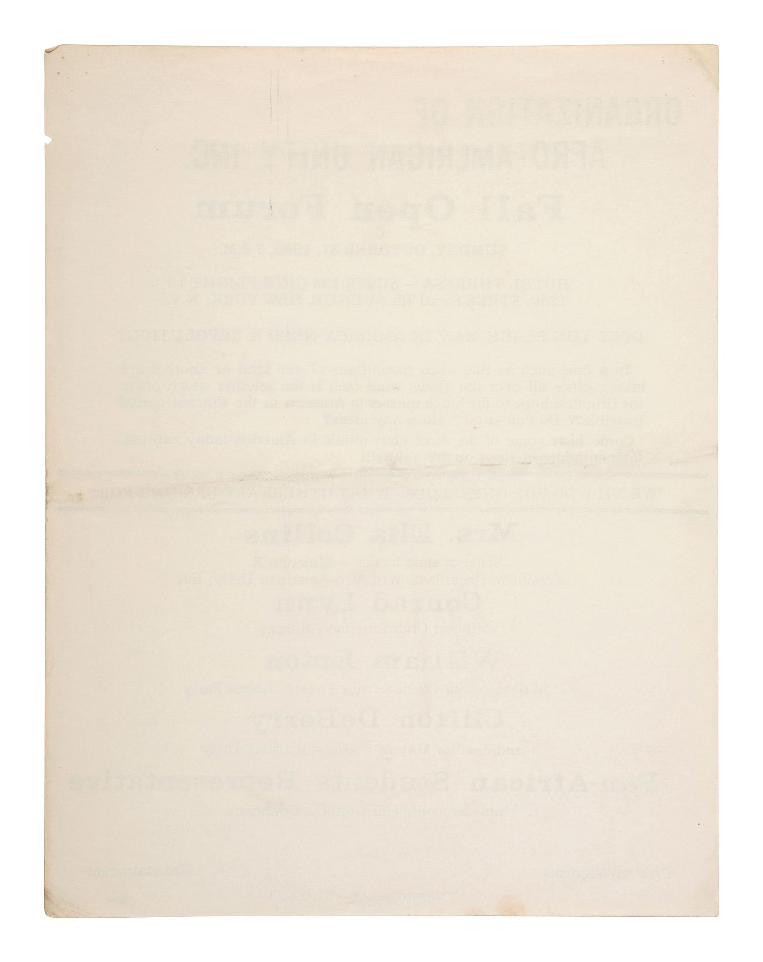 [MALCOLM X (1925-1965)]. A group of items related to Malcolm X and the Organization of Afro-American Unity (OAAU), comprising: