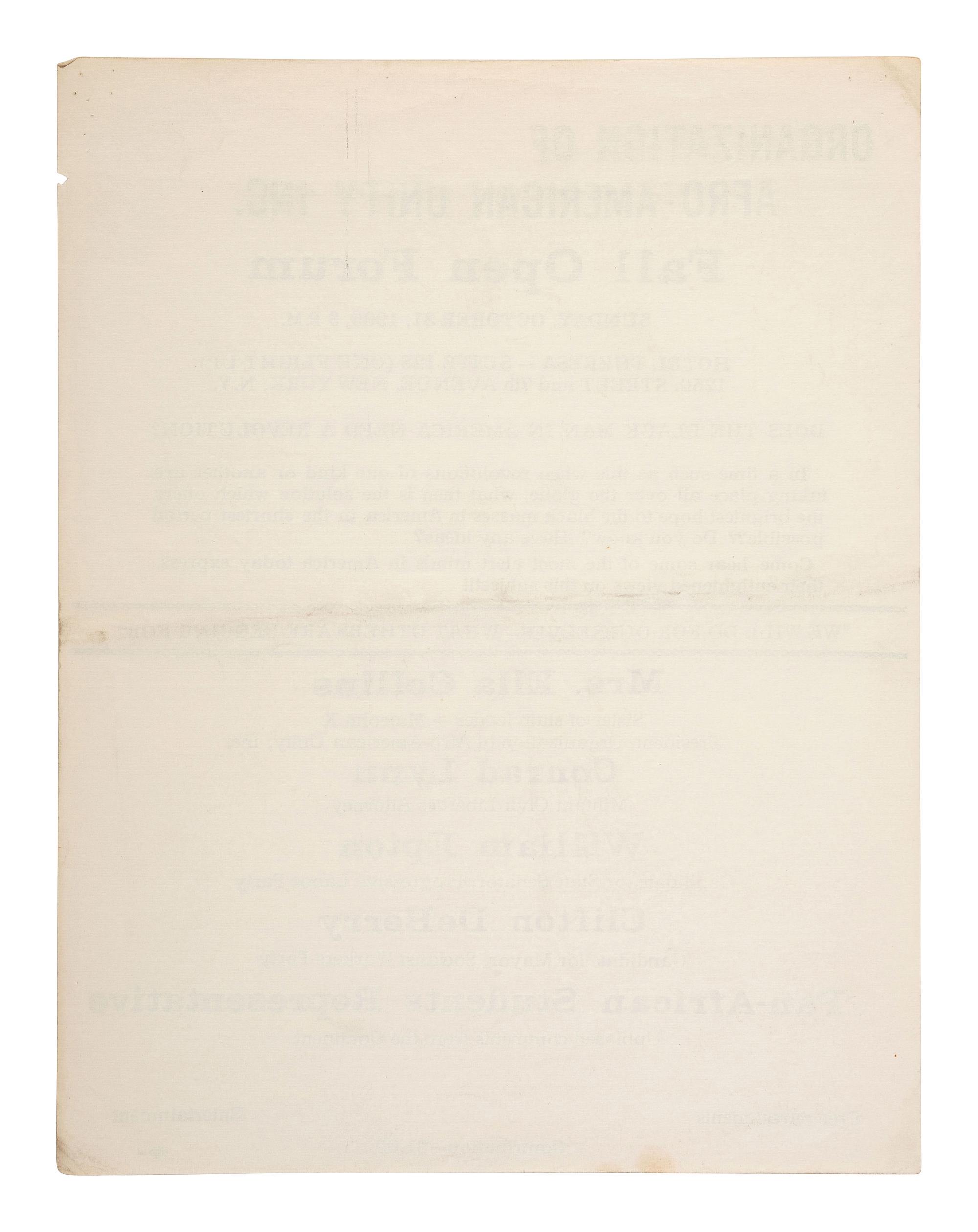 [MALCOLM X (1925-1965)]. A group of items related to Malcolm X and the Organization of Afro-American Unity (OAAU), comprising: