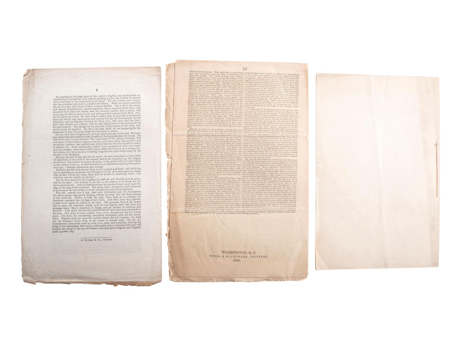 [SLAVERY & ABOLITION]. A group of 14 pamphlets related to Bleeding Kansas including slavery, the Lecompton Constitution, and the Stanton-Lane contest, comprising: