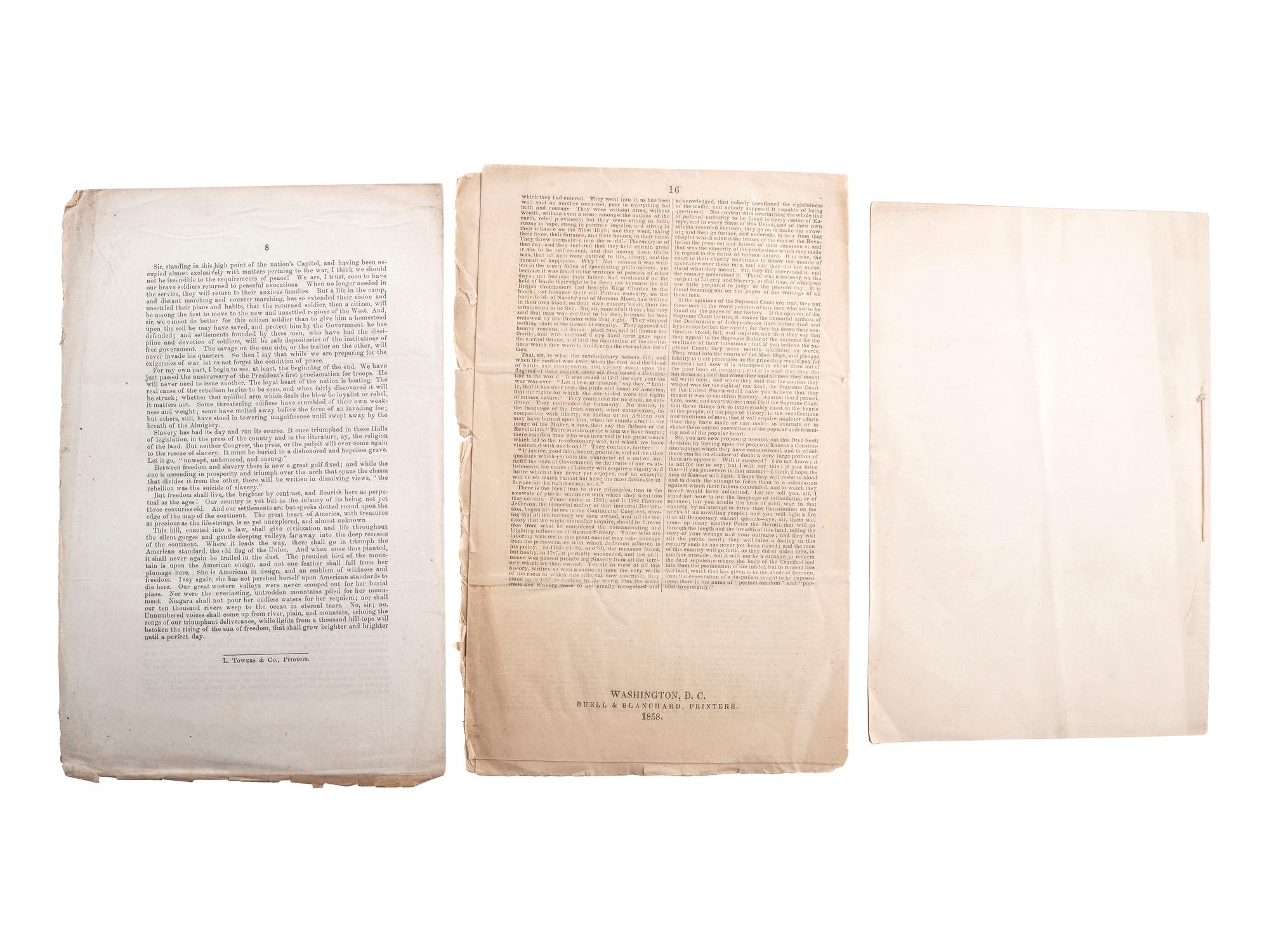 [SLAVERY & ABOLITION]. A group of 14 pamphlets related to Bleeding Kansas including slavery, the Lecompton Constitution, and the Stanton-Lane contest, comprising: