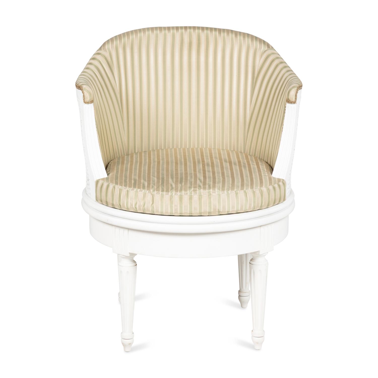 A Louis XVI Style White-Painted Swiveling Bureau Chair