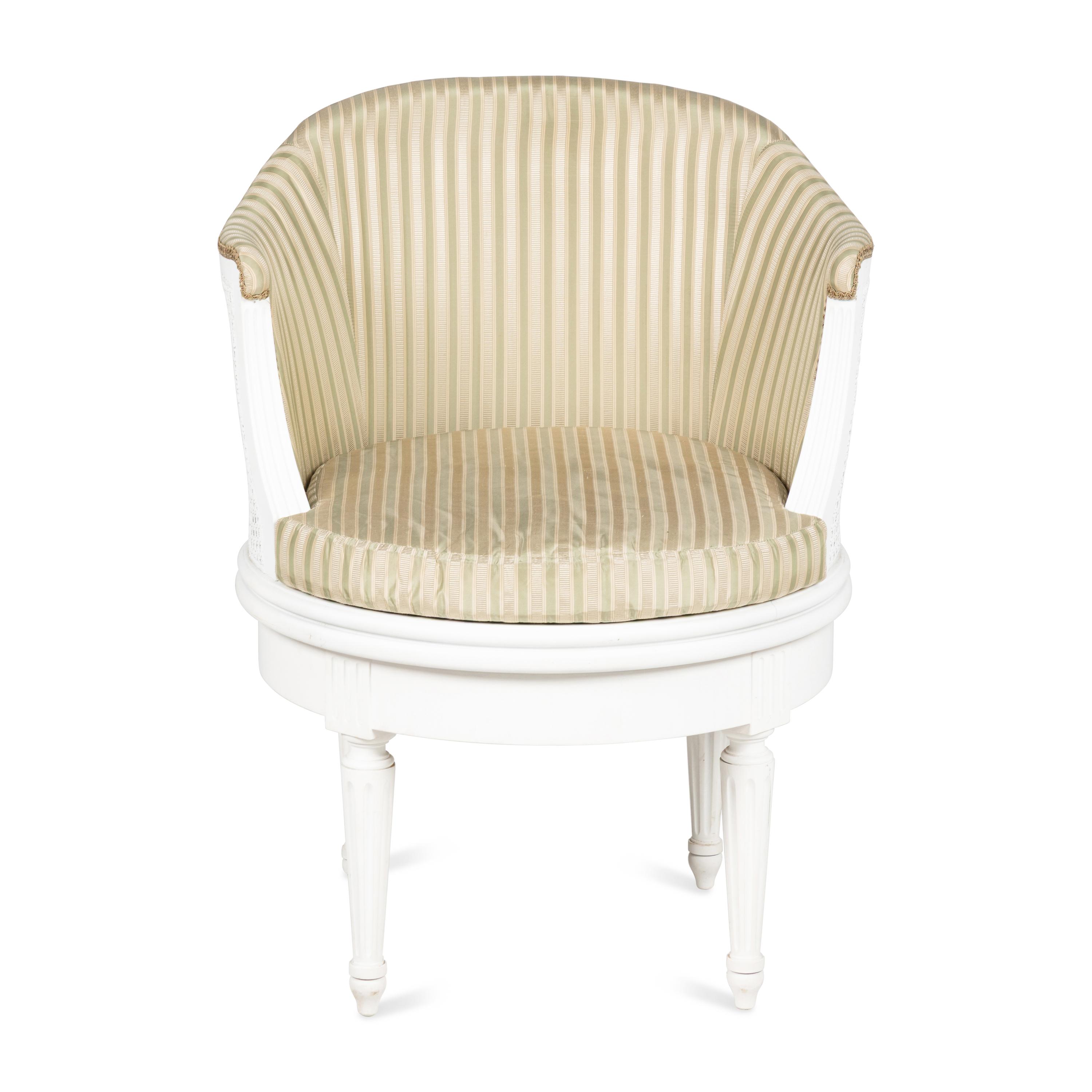 A Louis XVI Style White-Painted Swiveling Bureau Chair