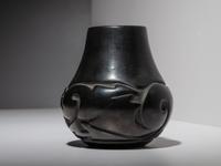 Carved Blackware Pottery Jar