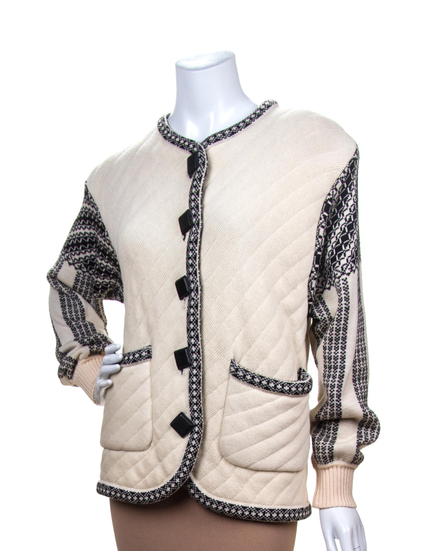 An Yves Saint Laurent Cream Wool Knit Jacket, Size 36.