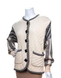 An Yves Saint Laurent Cream Wool Knit Jacket, Size 36.