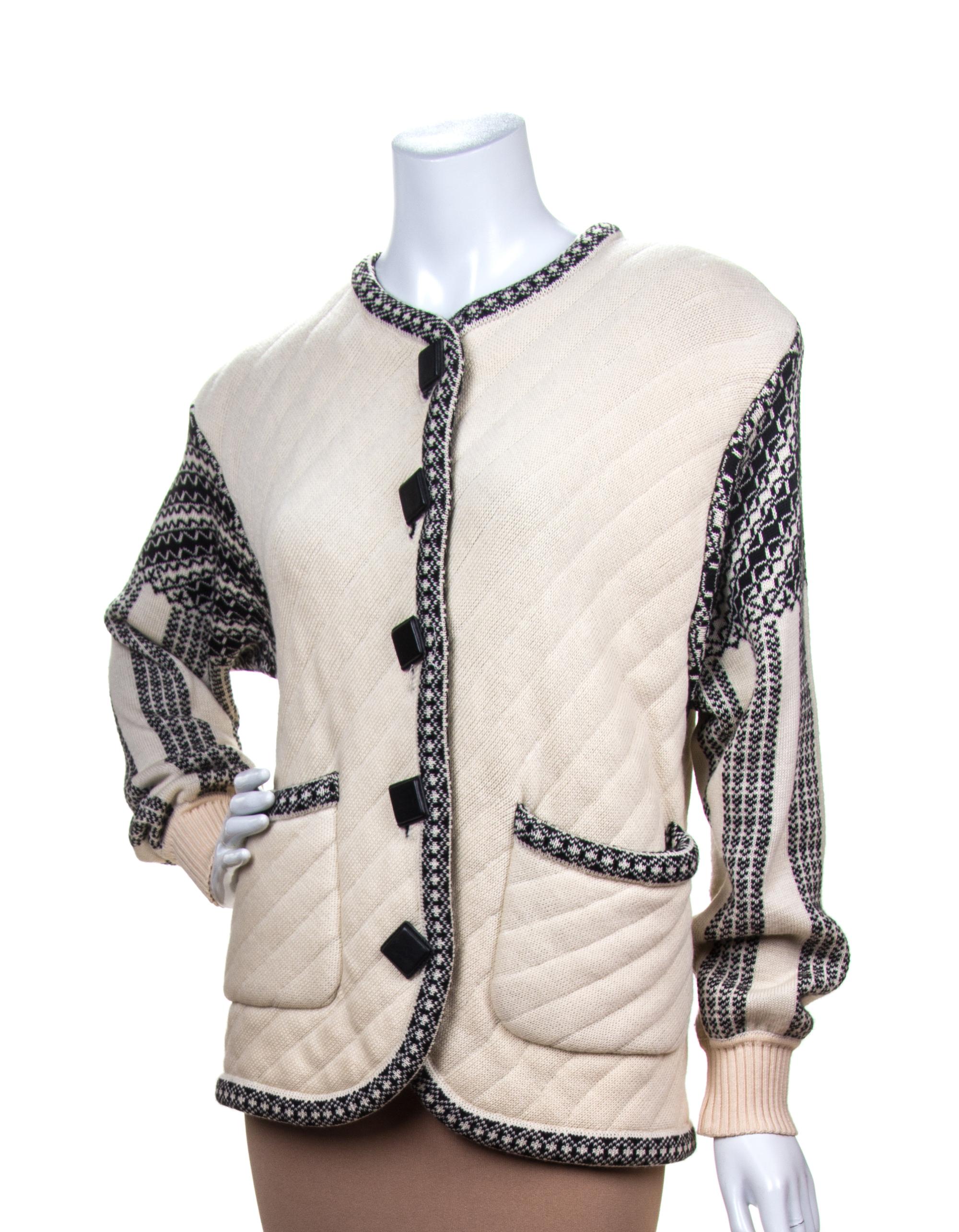 An Yves Saint Laurent Cream Wool Knit Jacket, Size 36.