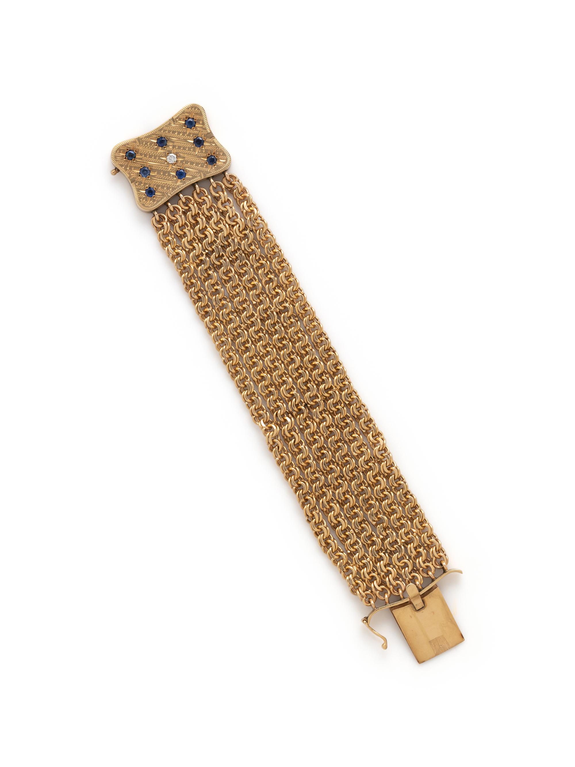 YELLOW GOLD, DIAMOND AND SAPPHIRE BRACELET