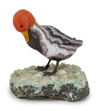 A Carved Agate, Chalcedony, and Yellow Jasper Figure of a Duck