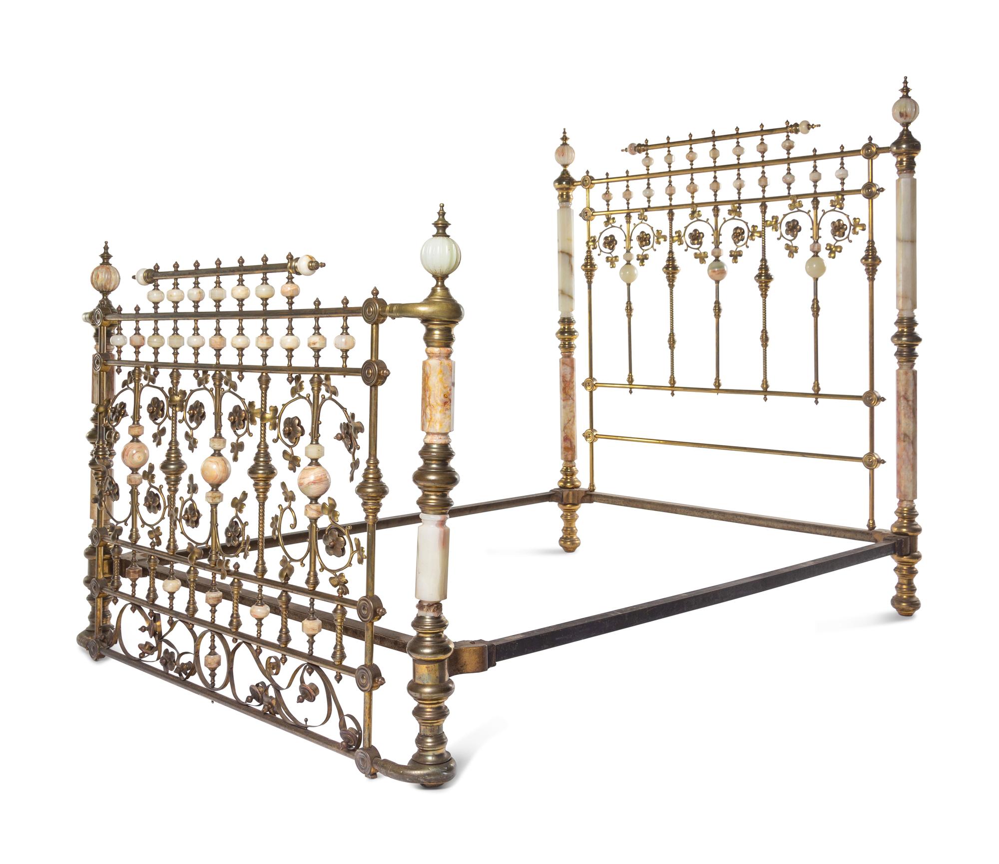 A Victorian Brass and Onyx Bed Frame