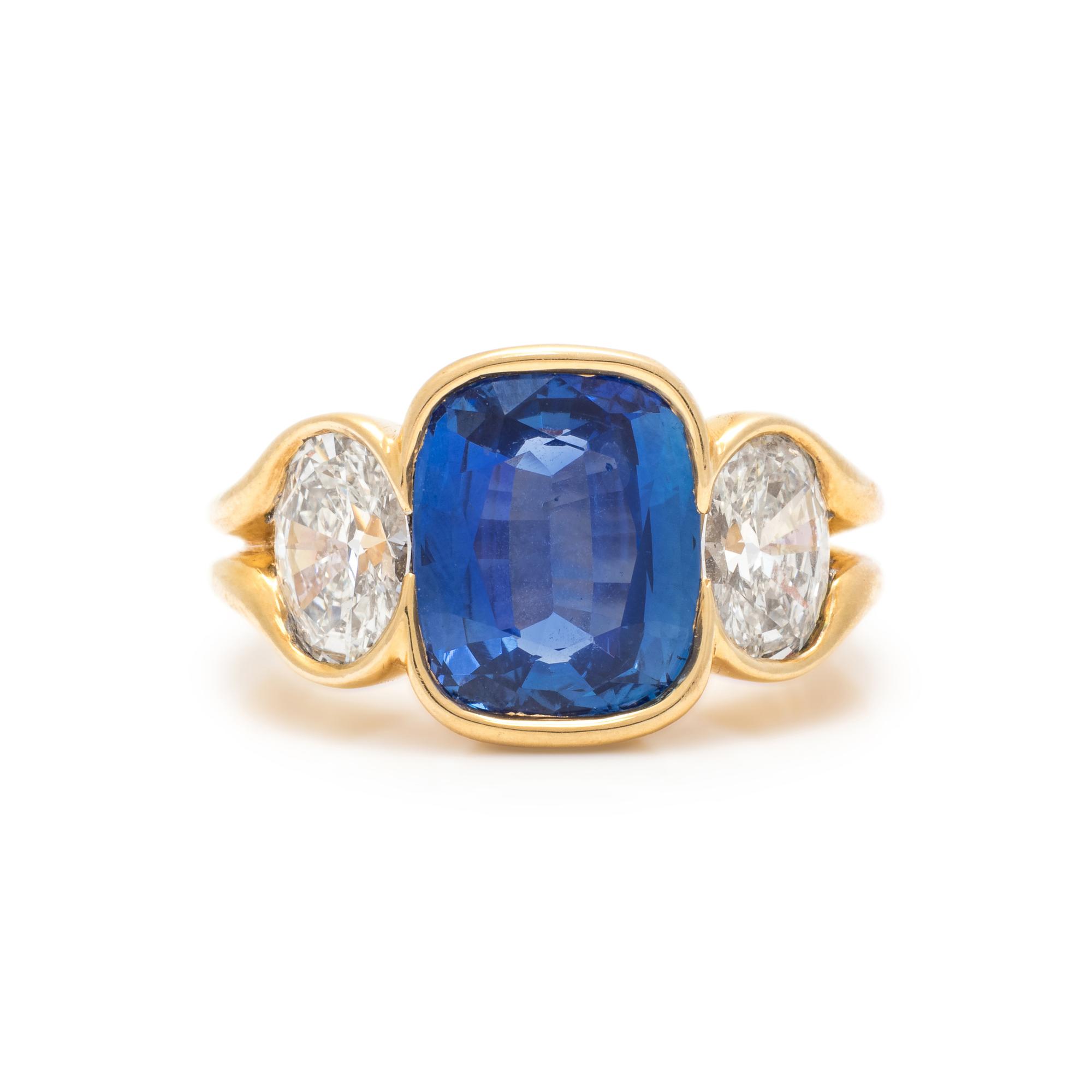 CARTIER, SAPPHIRE AND DIAMOND RING