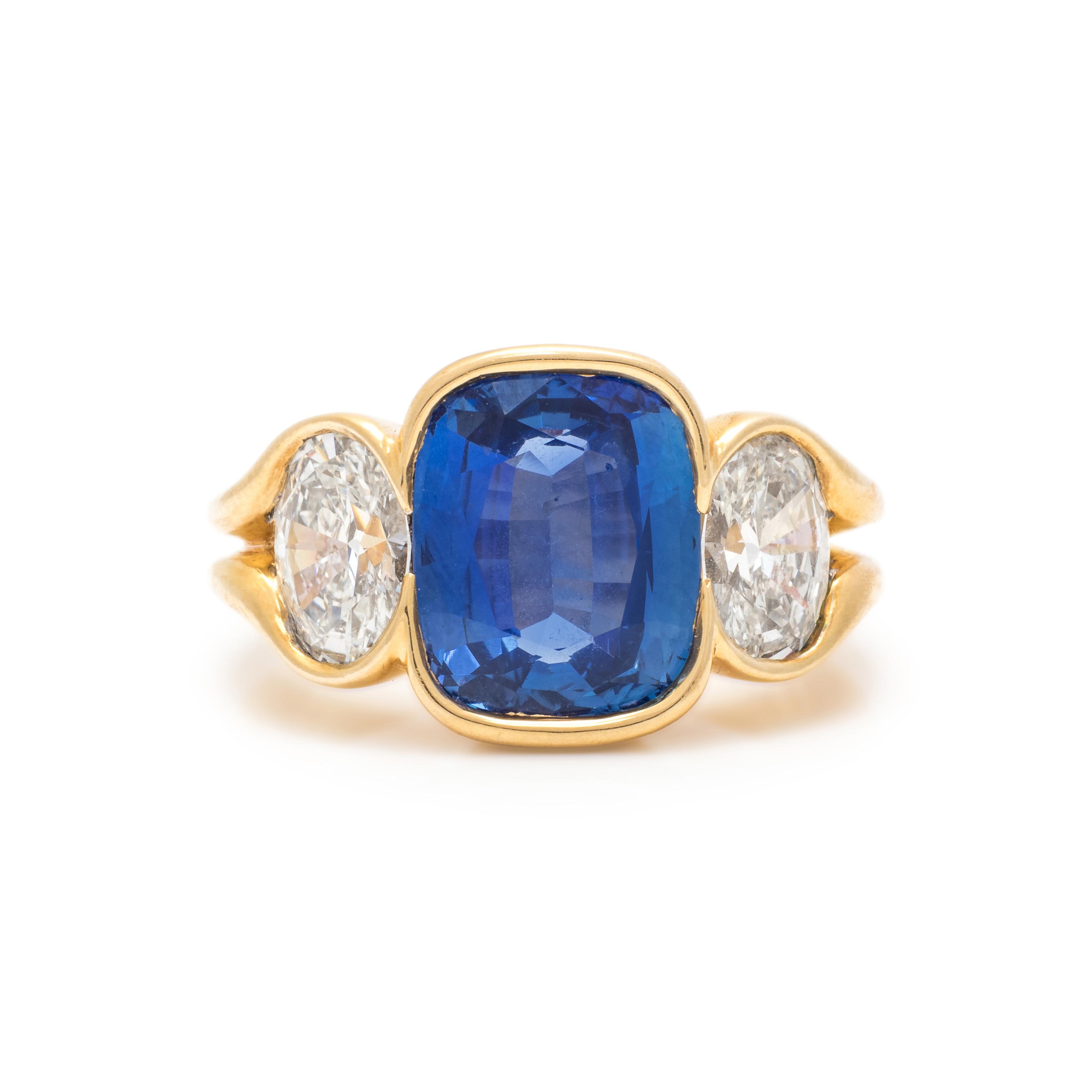 CARTIER, SAPPHIRE AND DIAMOND RING