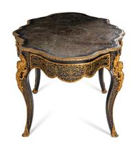 A Napoleon III Gilt Bronze Mounted Boulle Marquetry Center Table