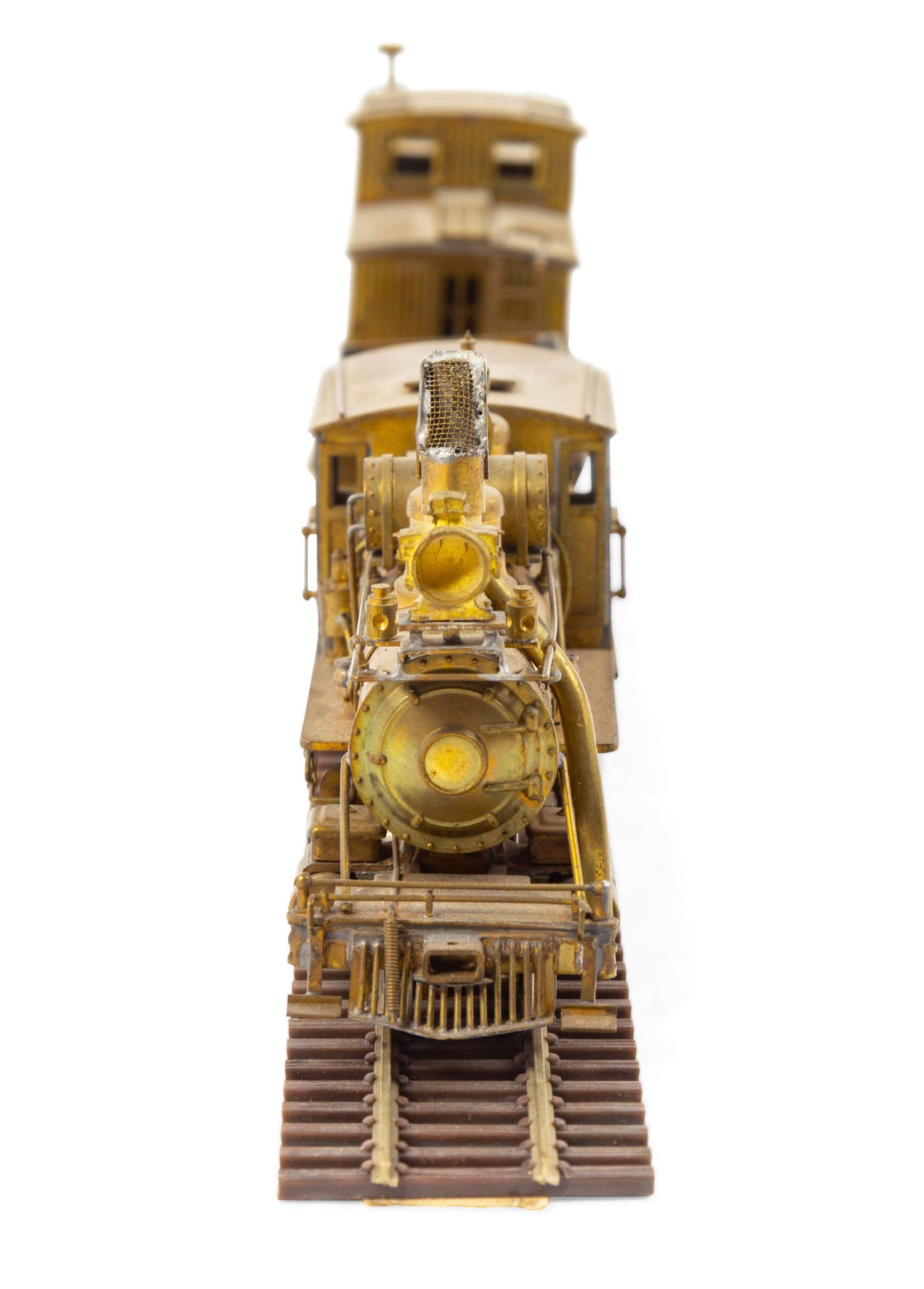 A United Scale Models Brass N-Gauge 2-6-0 Locomotive, Tender and Caboose