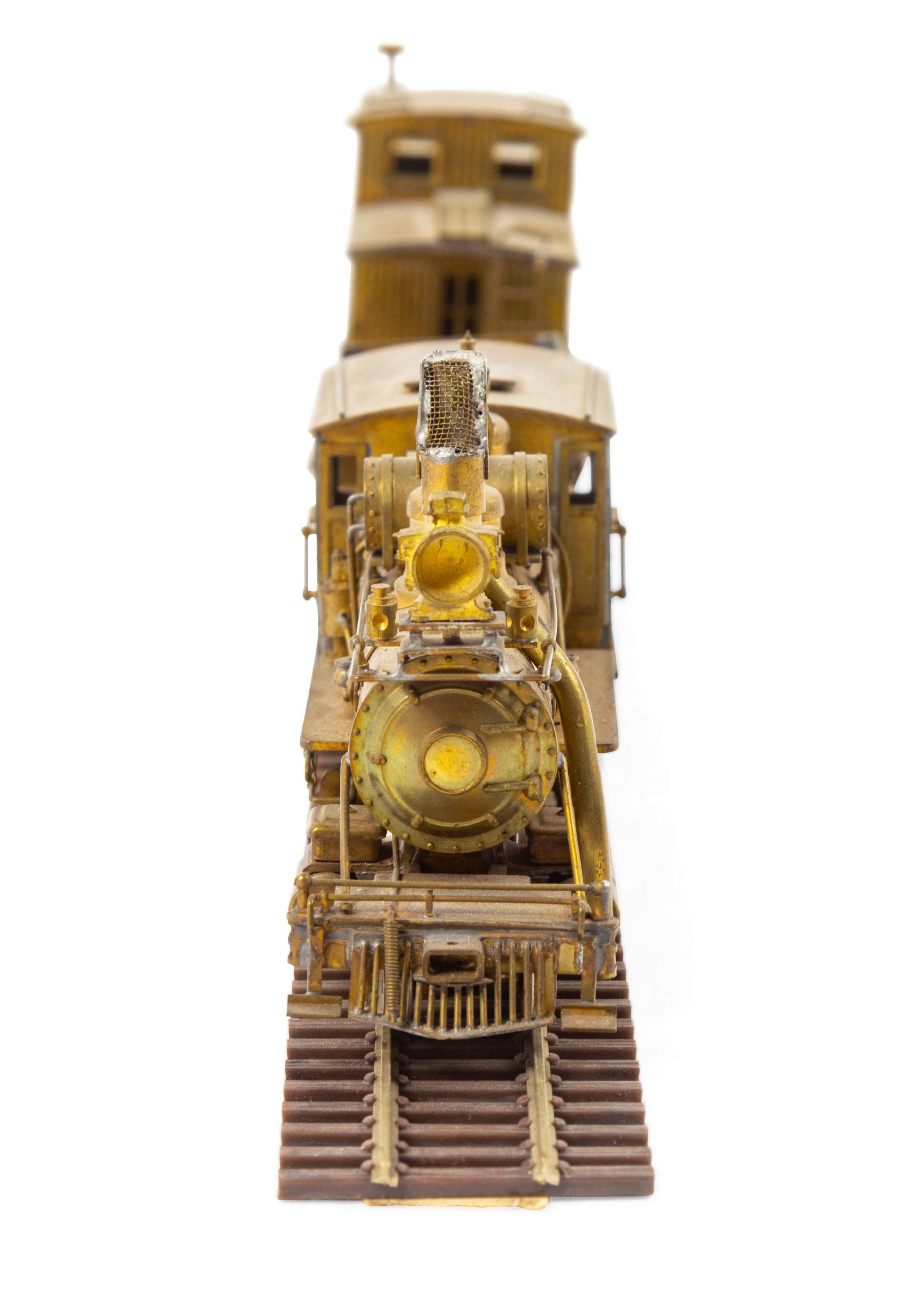 A United Scale Models Brass N-Gauge 2-6-0 Locomotive, Tender and Caboose