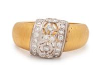A Bicolor Gold and Diamond Ring,