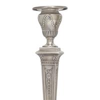 A Set of Six Neoclassical Style Weighted Sterling Silver Candlesticks