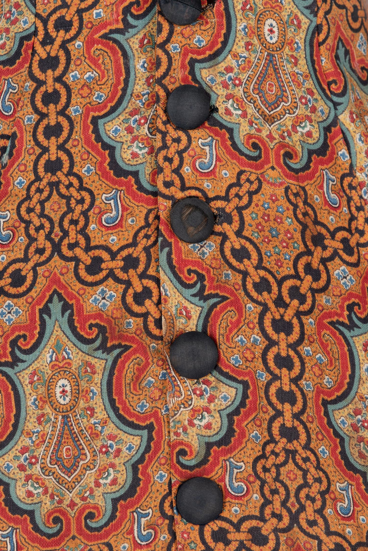 Paisley Coat Trimmed with Brown Velvet, 1860s