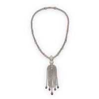 Salavetti, Diamond and Pink Sapphire Fringe Necklace
