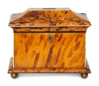 A Regency Tortoise Shell Veneered Tea Caddy