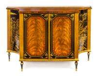 A Regency Style Painted Mahogany and Simulated Rosewood Console Cabinet Height 37 x width 54 1/2 x depth 16 1/2 inches. — 20TH CENTURY