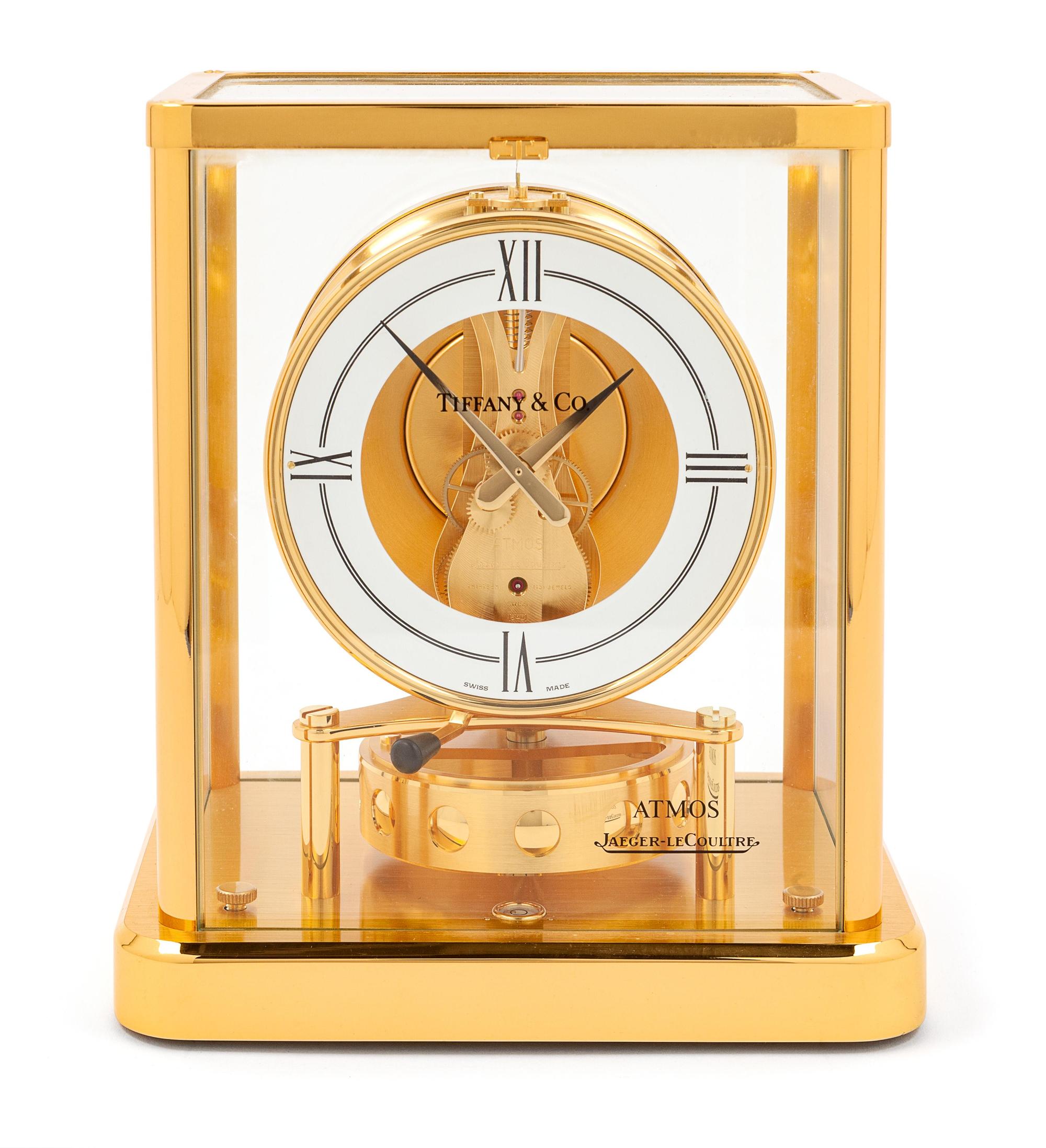 A Le Coultre Brass and Glass Atmos Clock