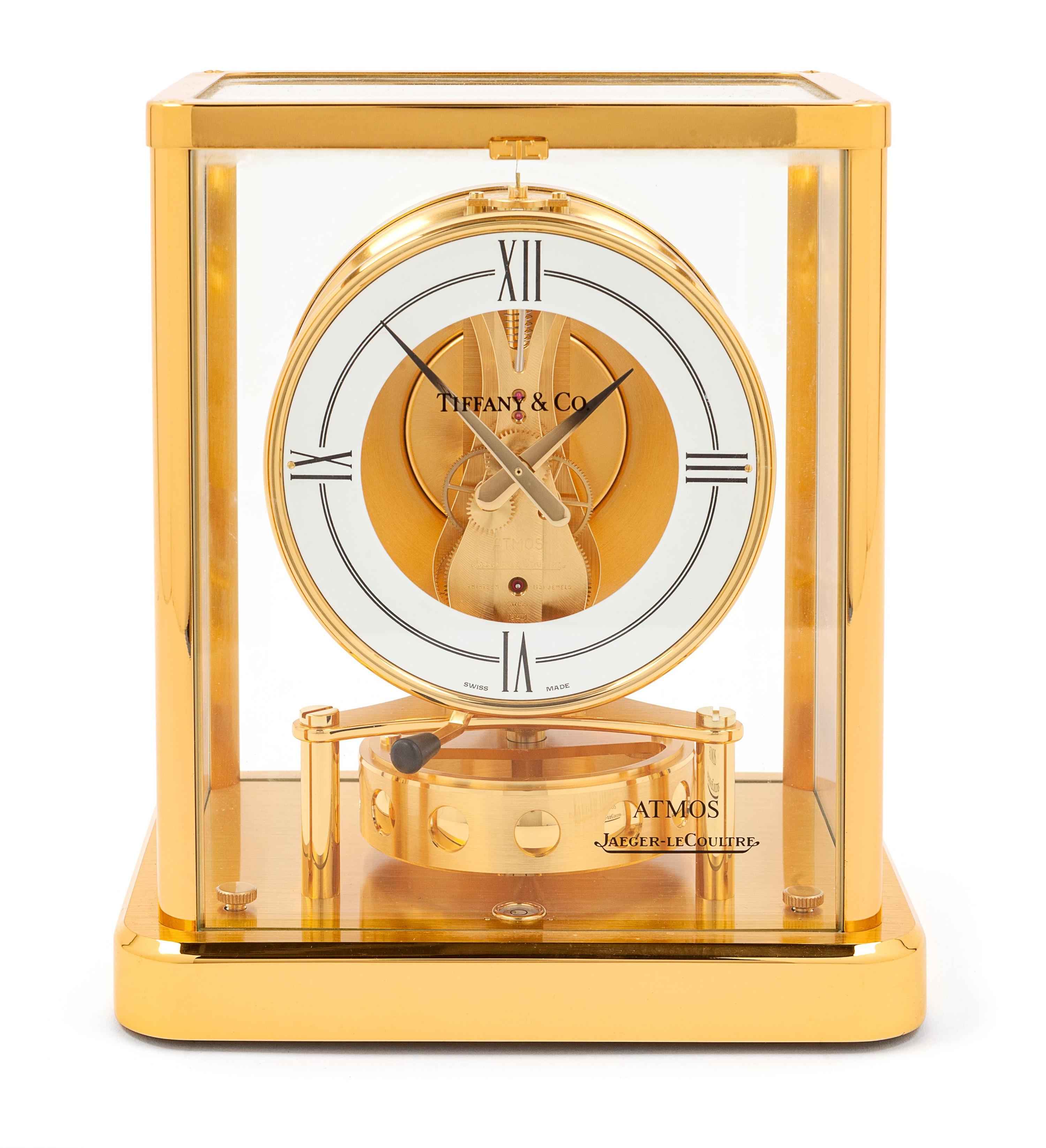 A Le Coultre Brass and Glass Atmos Clock