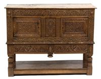 A Renaissance Revival Carved Oak Side Cabinet Height 40 x width 50 x depth 18 1/4 inches. — 19TH CENTURY