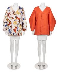 Two Hermès Jackets: One Printed Butterfly and One Suede, 1980-90s