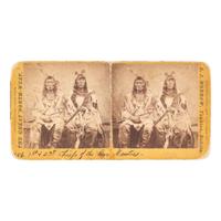 [NATIVE AMERICANS]. MORROW, S.J., photographer. Stereoview of Crow's Breast and Poor Wolf. Yankton, Dakota: [ca 1870s].