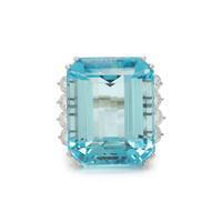 AQUAMARINE AND DIAMOND RING