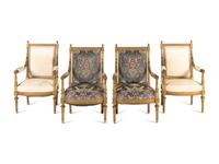 A Set of Four Louis XVI Style Giltwood Fauteuils