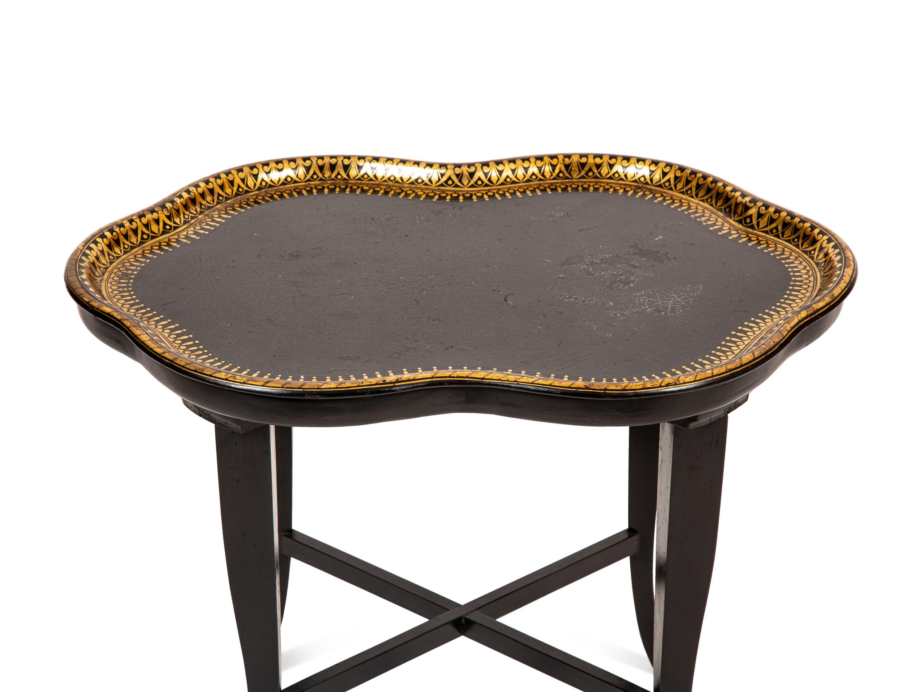 An English Papier-Mache Tray on Later Stand