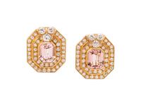MORGANITE AND DIAMOND EARCLIPS