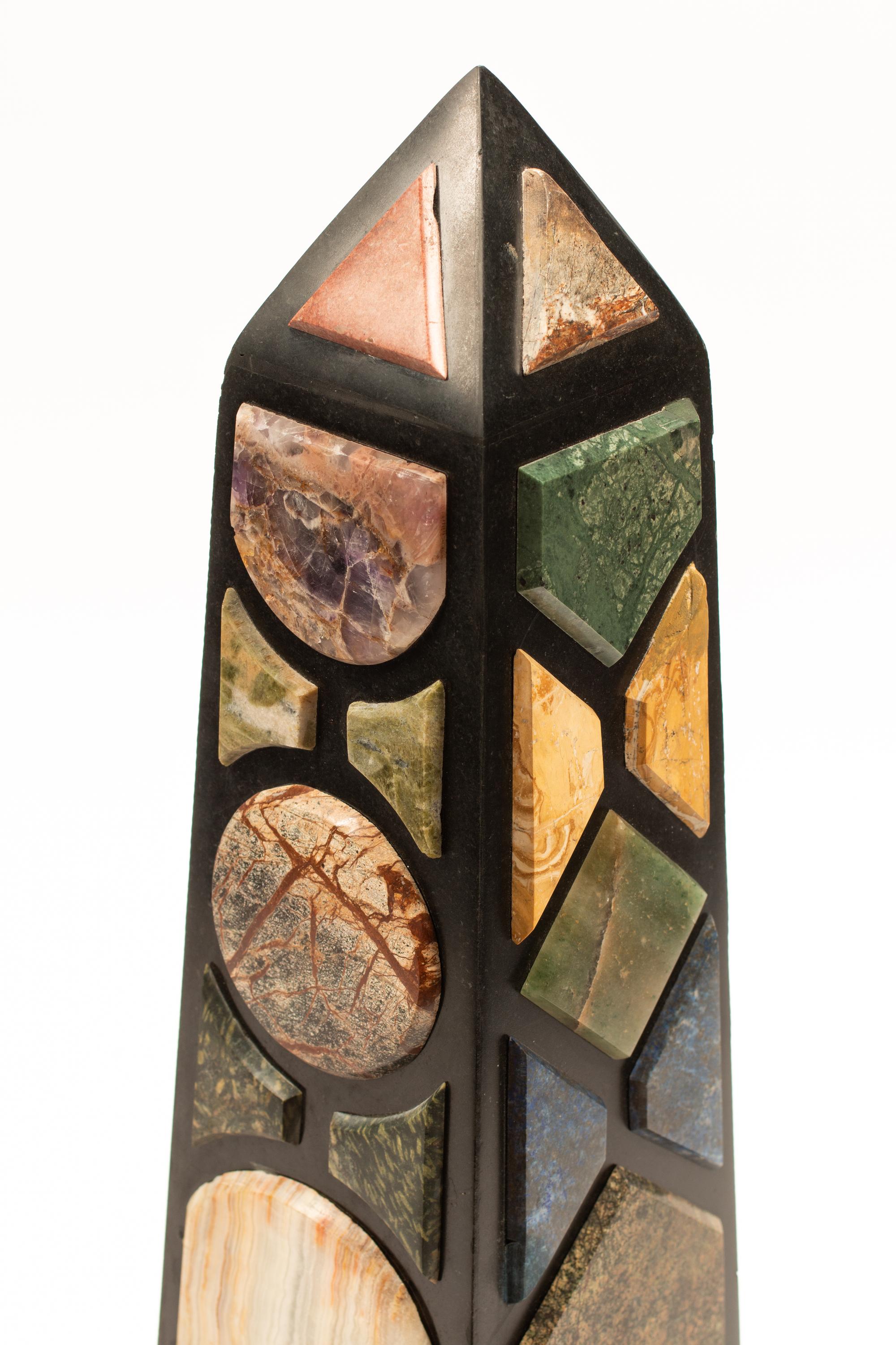 A Pair of Grand Tour Style Specimen Marble Obelisks