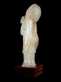 Two Carved Pale Celadon Jade Figures