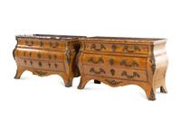 A Pair of Régence Style Bronze Mounted Marble-Top Commodes