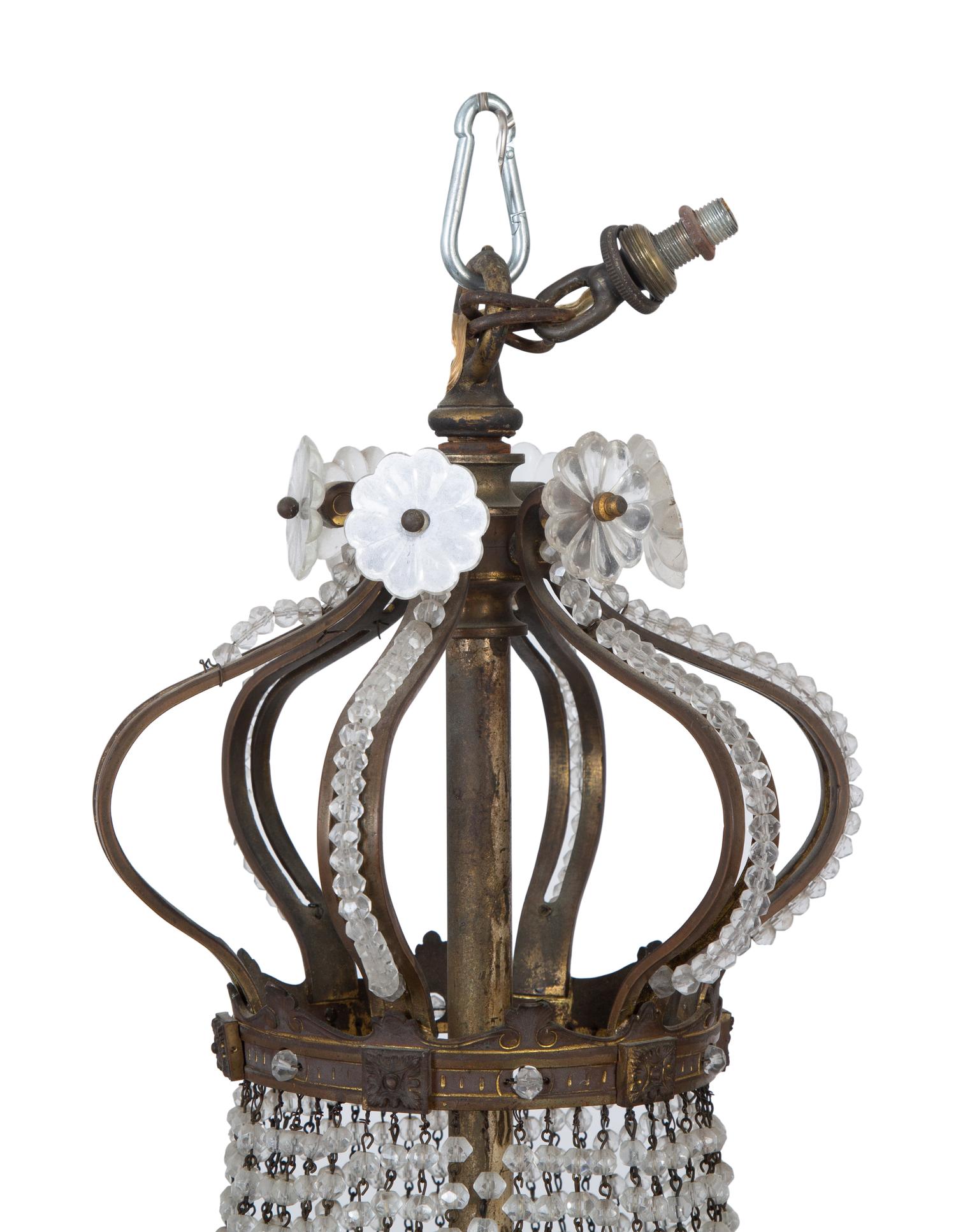 A Continental Six-Light Gilt Bronze and Crystal Swag Chandelier — 19th/20th Century