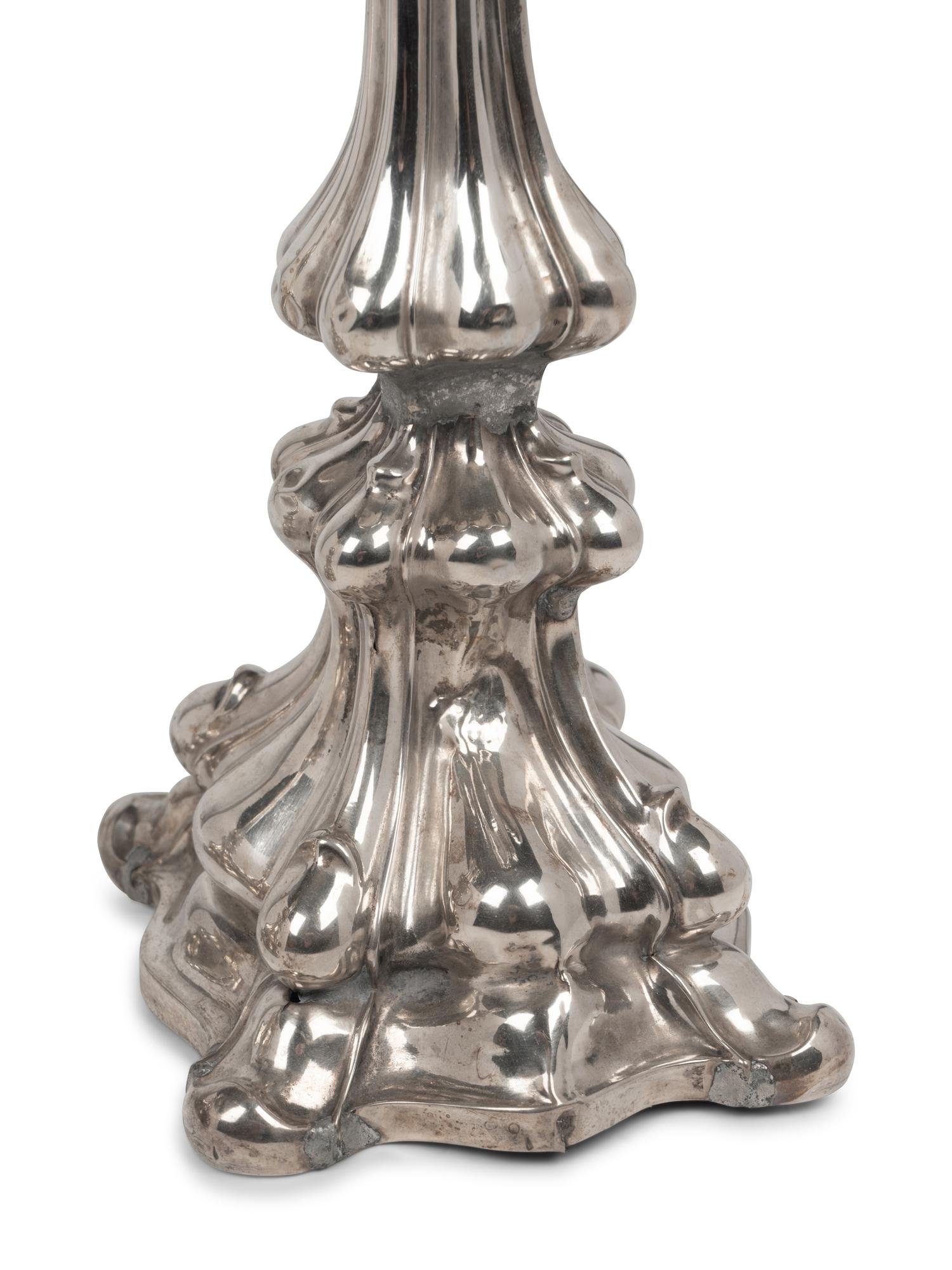 A Pair of Continental Silver-Plate Candlesticks