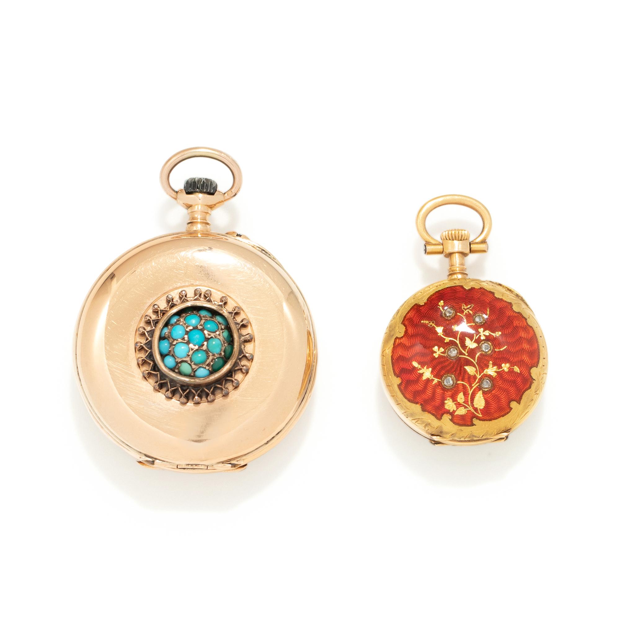 COLLECTION OF 18K YELLOW GOLD OPEN FACE POCKET WATCHES