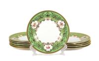 A Set of Ten Coalport Porcelain Cabinet Plates Diameter 8 5/8 inches.