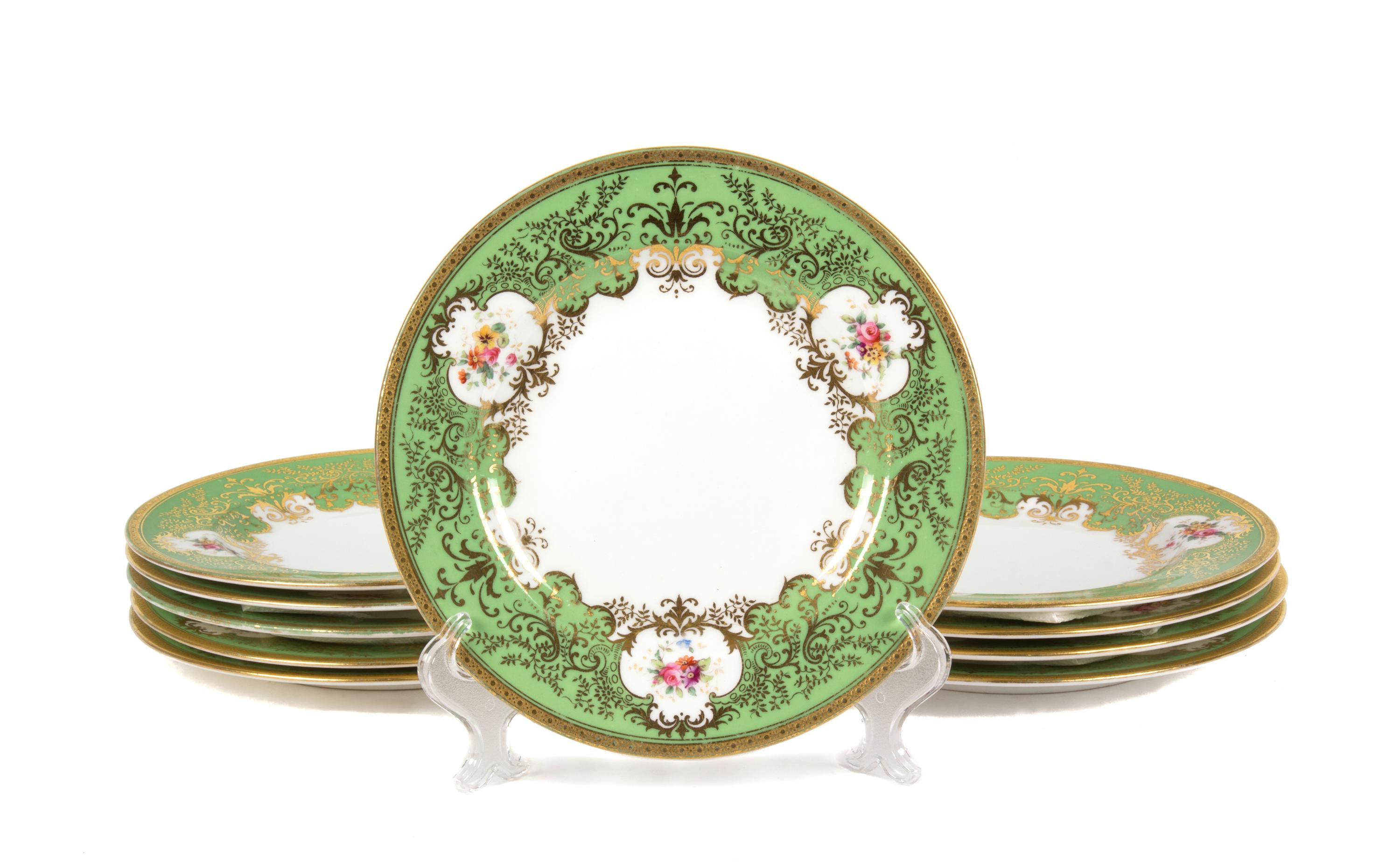 A Set of Ten Coalport Porcelain Cabinet Plates Diameter 8 5/8 inches.