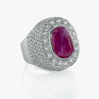 An 18K White Gold, Ruby, and Diamond Ring
