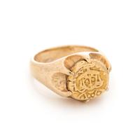 YELLOW GOLD AND BYZANTINE 1 SOLIDUS COIN RING