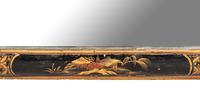 A Pair of Queen Anne Style Black Lacquer and Parcel Gilt Mirrors