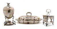 A Group of Three Silverplate Articles, Width of largest 13 1/2 inches.