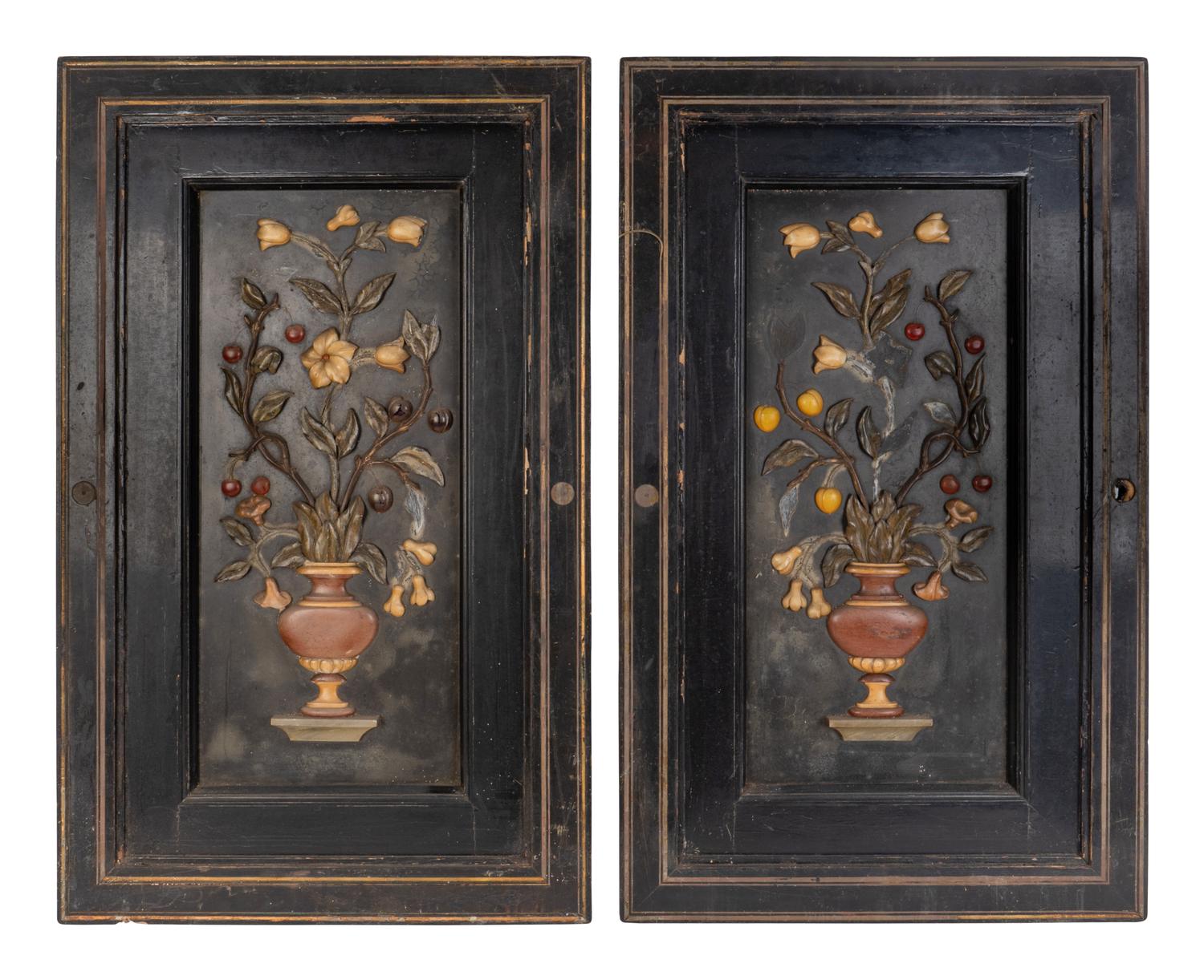 A Pair of Italian Hardstone-Mounted Panels — CIRCA 1900