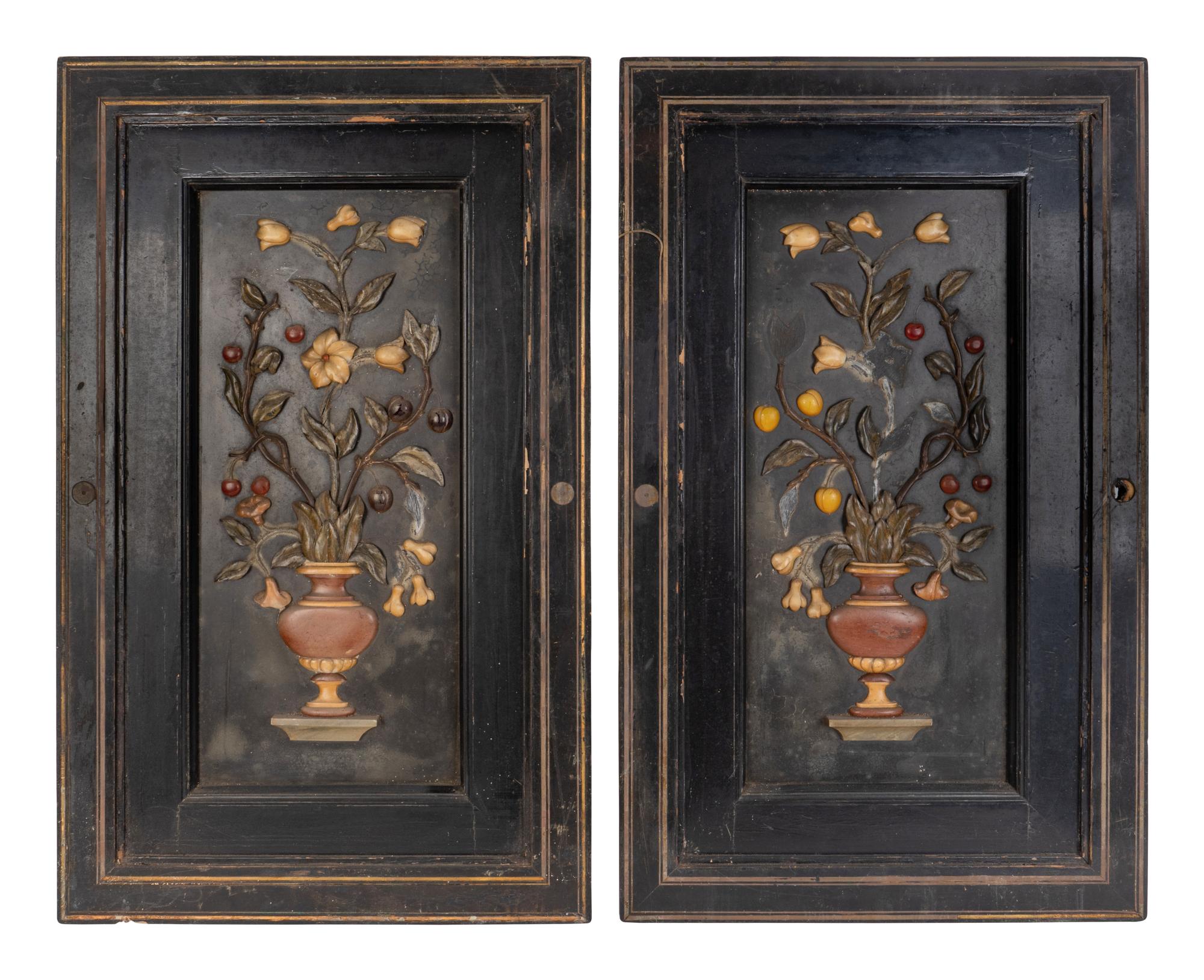 A Pair of Italian Hardstone-Mounted Panels — CIRCA 1900