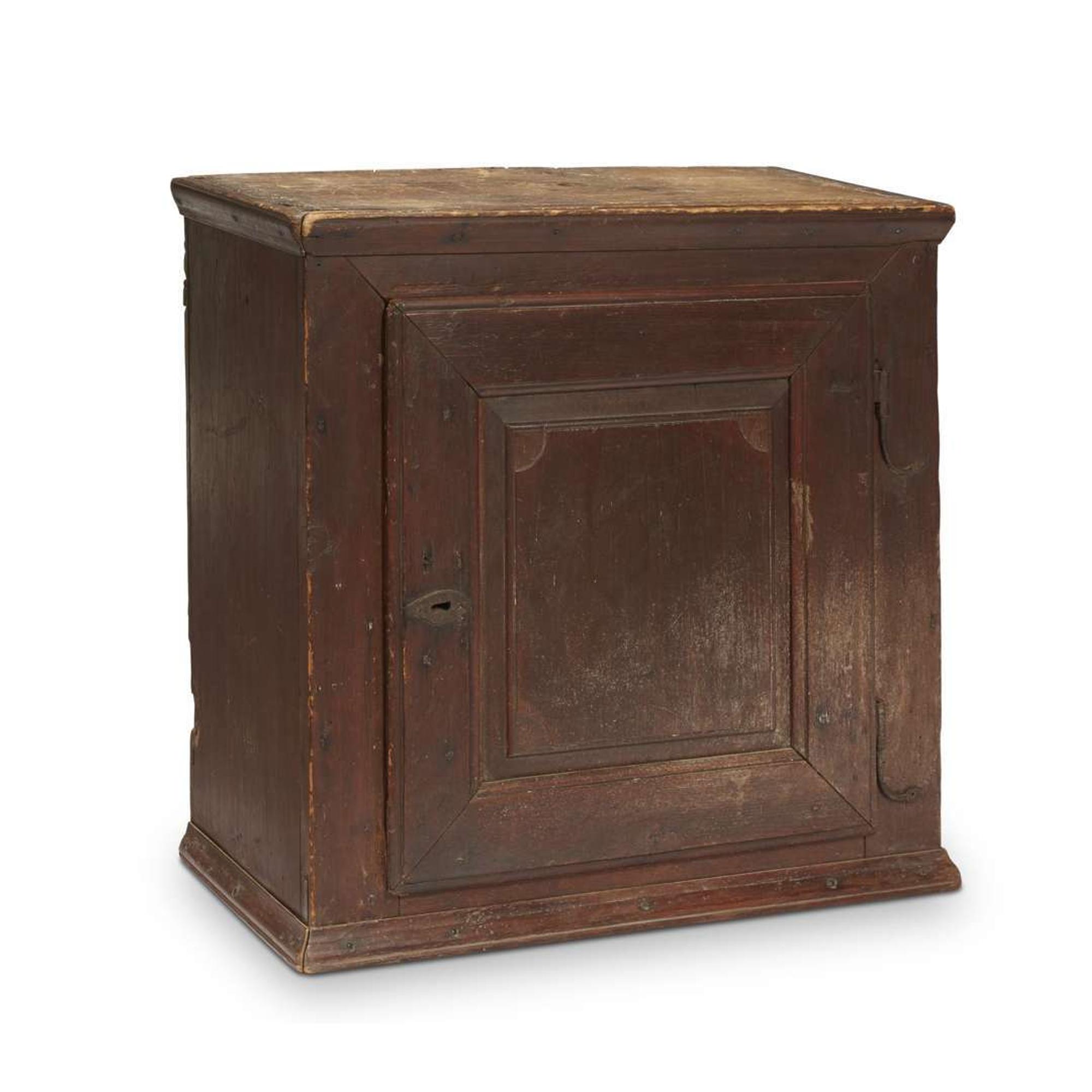 Walnut hanging cupboard with paneled door Pennsylvania, 18th century