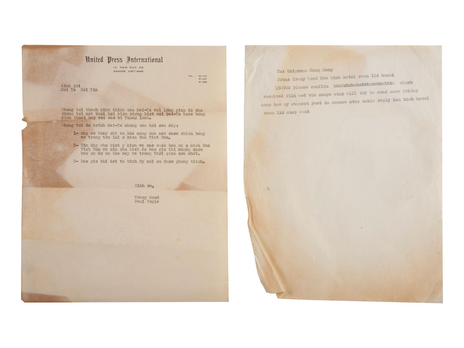 [VIETNAM WAR] - [WOMEN]. Vietnam War-era papers of Pulitzer Prize-winning combat journalist Tracy A. Wood (1943-2020), including documents related to the 1973 release of American POWs in Hanoi.