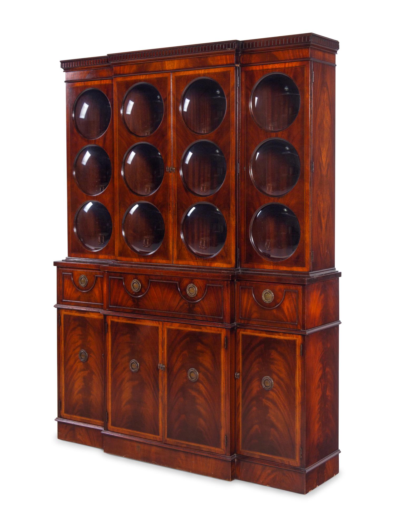 A George III Style Mahogany Breakfront Bookcase